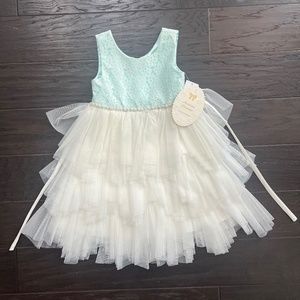 Teal and White Kids Easter Dress